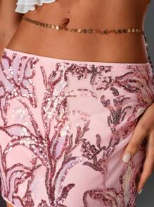 TRNVIE 女士性感迷你亮片裙，适合夏季派对 - 粉色 - 查看 6