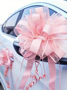 SHEIN 2 piezas de lazos de cinta con nudo para decoraciones elegantes de bodas y fiestas, suministros de envoltura de regalos de cumpleaños y navidad, lazos de cinta floral DIY para el Día de San Valentín, celebraciones festivas y decoración del hogar, decoración de bodas