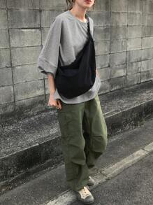 FRIFUL Váy dài rộng rãi cho nữ có viền xếp nếp và thêu hình trái tim, trang phục thường ngày mùa hè - Xám - Xem 2