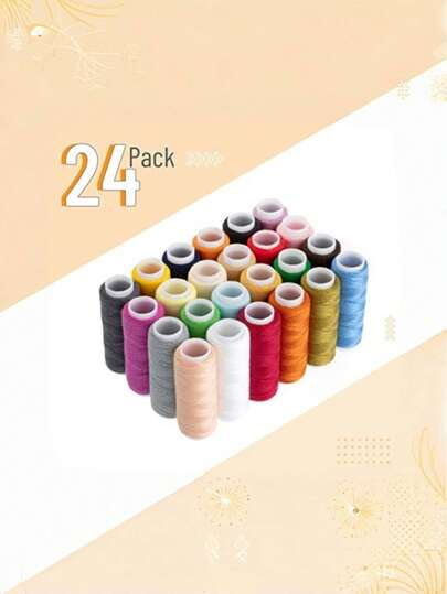 24 rocchetti di set di fili da cucire colorati misti, per cucire a mano e per macchina da cucire, set di fili in poliestere colorati, ideale per emergenze e viaggi, fai da te, per uso domestico e per l'arte creativa