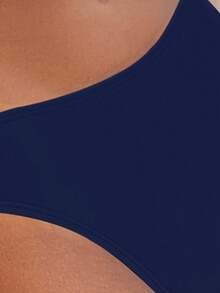 Swim Vcay Đồ bơi cho phụ nữ mùa hè bãi biển trơn cổ chữ V Bikini - Màu xanh hải quân - Xem 4