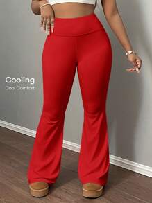 Slaydiva 女士瑜伽裤、高腰弹力紧身裤、塑身健身裤 - 紅色 - 查看 9