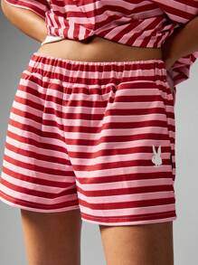Missguided x Playboy 复古风格经典条纹夏季度假套装纽扣式休闲家居服系列度假海滩度假睡衣两件套 - 彩色 - 查看 4