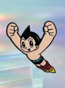 Astro Boy X SHEIN 3件锌合金徽章装饰胸针，纪念收藏礼物，黑色时尚字母 - 彩色 - 查看 6