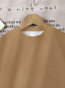 SHEIN Tricou casual cu mânecă scurtă și guler rotund cu model de desene animate pentru băieți tineri