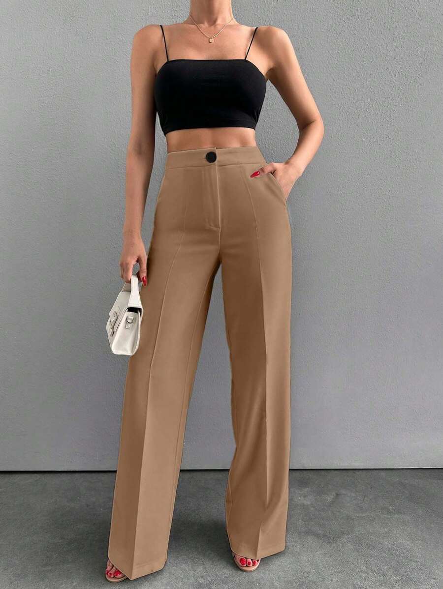 EURMUSE Beige Basic Pants, Fashionable Suitable For Summer - Beige - View 1
