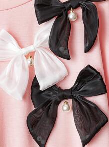 Flirla Plus Size Women French Style Regular Casual Outing Summer 3D Bow Short Sleeve Knitted T-Shirt - Pink - View 4