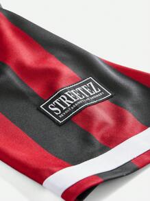 AXEPEAK Manfinity StreetEZ Men's Digital Printed Striped Loose Knitted Polo Shirt With English Patterns , Summer Casual Hip Hop Style Button Football Color Block Going Out Athletic Rapper - Multicolor - View 5