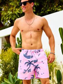 Manfinity KASUA Men's Fashionable Beach Shorts, Suitable For Summer, Hawaiian - Pink - View 7