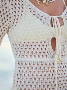 Aralina Vestido largo de ganchillo perfecto para festivales de verano y atuendos de playa - Blanco - Ver 4