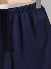 SHEIN Leap Crew 2-Pack Tween Boy Casual Sports College Round Neck T-Shirt And Shorts Set With Multi-Color Stitching Suitable For Kids Outfits Toddler Boy Clothes Back To School Boys Set Suitable For Birthday Parties, Evening Parties, Performances, Weddings, Baptisms, Opening Ceremonies Daily Suitable For Daily Use Suitable For School Suitable For Travel Suitable For Sports Suitable For Spring, Summer And Autumn Seasons - Royal Blue - View 8