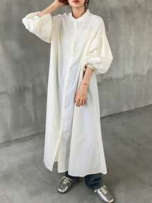 FRIFUL Damen Locker sitzendes Kleid mit langen Laternenärmeln, Langarm, Frühlings-/Herbstkleid