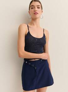 Nöista Y2K风格铆钉迷你裙，女士度假外出裙 - 藏蓝色 - 查看 4