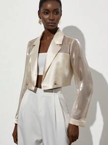 Aveloria Modichic New Versatile Elegant Commuter Minimalist Sophisticated High-End Design Glossy Organza Satin Blend Lightweight Short Jacket For Women