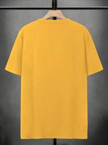Manfinity Roughcore Camiseta de manga corta de unicolor y versátil informal para hombre, de verano - Amarillo - Ver 4