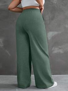 RueChic Plus Drawstring Waist Wide Leg Pants - Mint Green - View 2