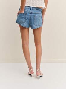Nöista Falda-pantalón asimétrica de mezclilla, estilo casual de verano, estilo cotidiano, 4 de julio, Y2K - Azul - Ver 2