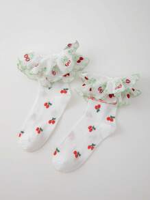 ROMWE Kawaii 女士实用百搭中筒袜，简约设计 - 彩色 - 查看 2