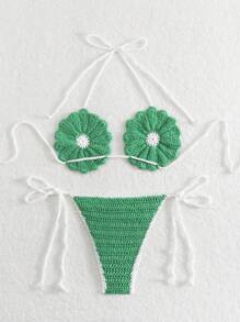 Swim Mod Women's Vacation Style Crochet Sunflower Cover Up, Cute & Stylish Crochet For Summer