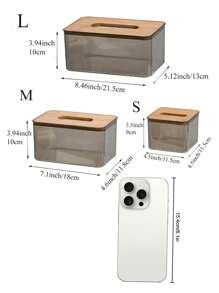 Composite Board Cover Nordic Minimalist Creative Tissue Box, Home Living Room Coffee Table Paper Box, Transparent Restaurant Paper Box