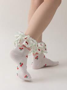 ROMWE Kawaii 女士实用百搭中筒袜，简约设计 - 彩色 - 查看 3