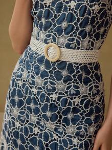 MOTF PREMIUM BELTED EMBROIDERY DRESS