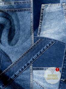 SHEIN EZwear 休闲简约紧身吊带背心中长连衣裙，适合夏季，蓝色色块，仿织物纹理印花，春假，椰子女孩，女孩之旅，音乐节，适合外出的夏季女装 - 彩色 - 查看 3