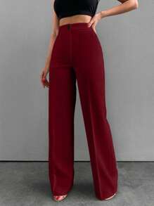 EURMUSE Beige Basic Pants, Fashionable Suitable For Summer - Burgundy - View 3