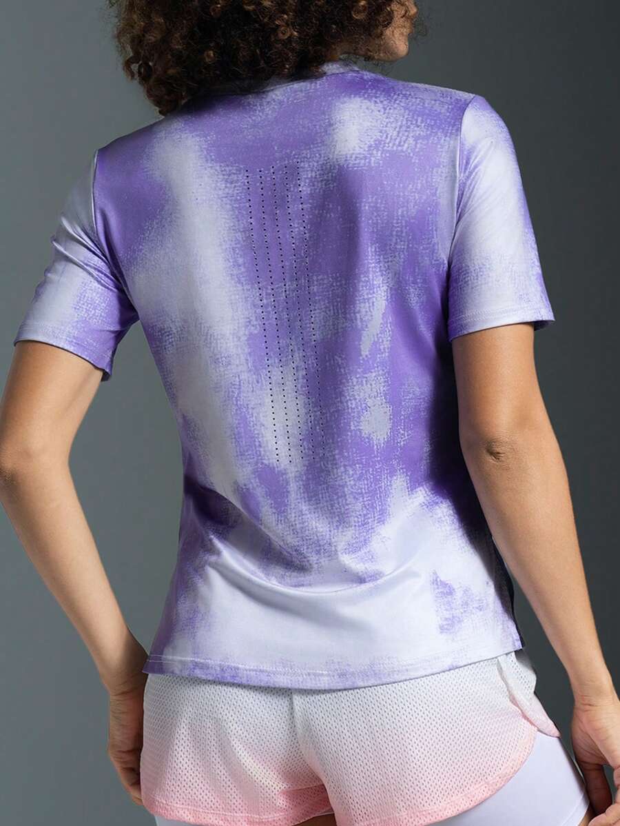 Powerista Women Round Neck Short Sleeve Minimalist Athletic Top, Casual Everyday For Daily Fitness & Running - Blue - View 1