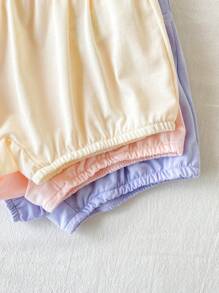 少女6件套文胸内裤套装，简约可爱纯色吊带背心和短裤内衣套装 - 彩色 - 查看 7