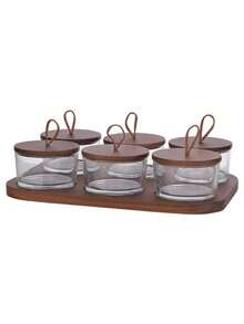 2PCs/Set Or 4PCs/Set Or 6PCs/Set Nut Bowl Set, Fruit Platter, Mini Snack Plate With Wooden Tray, Transparent Nut Jar With Lid, Fruit Bowl With Lid, Creative Snack Box, Decorative Fruit Container, Room Decoration, Kitchen Accessory