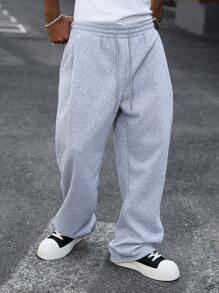 Manfinity Hypemode 男士抽绳腰阔腿运动裤，Y2k 黑色宽松裤