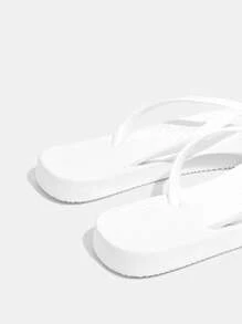 Grefit Women's Fashion White Flip Flops - White - View 7
