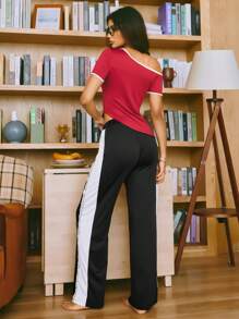 مجموعة ملابس نوم نسائية أمريكية عصرية متنوعة الألوان مطبوع عليها رسم أحرف إنجليزية عادية