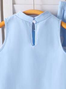 Elladie kids 2 件女童无袖碎花亮黄色上衣和宽松阔腿裤时尚春夏装