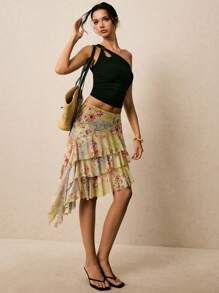 Poéselle Falda de malla para mujer, moda para el verano
