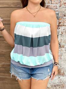 SHEIN LUNE Áo bandeau nữ cỡ lớn thường ngày đa năng, tốt nghiệp lễ Phục sinh, mùa xuân, mùa hè, kỳ nghỉ Bohemia, lễ Phục sinh, đồng quê, buổi hòa nhạc, tốt nghiệp - màu xanh lá - Xem 9