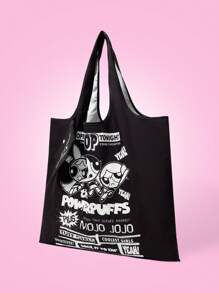 THE POWERPUFF GIRLS X SHEIN 1 件女士可折叠酷炫花朵、泡泡、毛茛图案沙滩包、手提包、健身包 - 彩色 - 查看 5