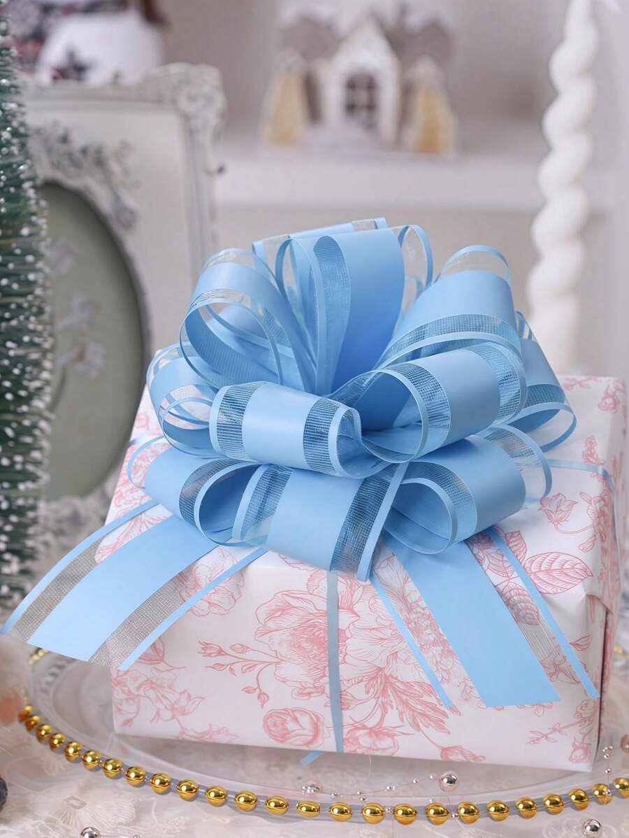 SHEIN 2 piezas de lazos de cinta con nudo para decoraciones elegantes de bodas y fiestas, suministros de envoltura de regalos de cumpleaños y navidad, lazos de cinta floral DIY para el Día de San Valentín, celebraciones festivas y decoración del hogar, decoración de bodas