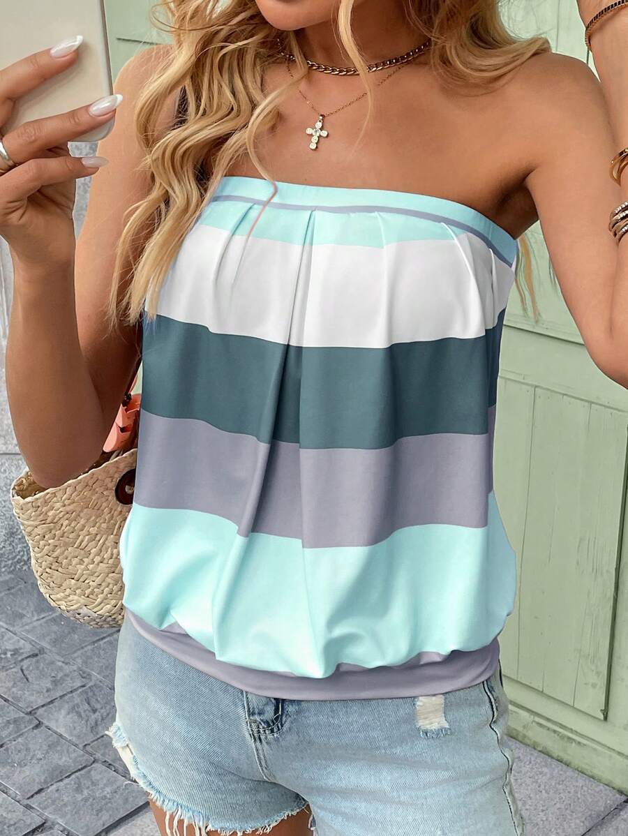 SHEIN LUNE Áo bandeau nữ cỡ lớn thường ngày đa năng, tốt nghiệp lễ Phục sinh, mùa xuân, mùa hè, kỳ nghỉ Bohemia, lễ Phục sinh, đồng quê, buổi hòa nhạc, tốt nghiệp - màu xanh lá - Xem 1