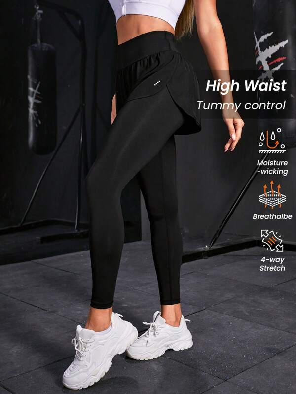 Powerista Solid 2 In 1 Sports Leggings Yoga Women Pants