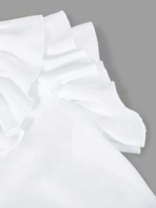 SHEIN Explorewe Teenage Girls' Ruffled Hem Blouse, Minimalist And Fashionable, Suitable For Summer - White - View 5