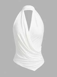 SHEIN ICON Women Asymmetric Hem Batwing Neck Backless Blouse