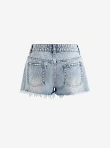 SHEIN ICON Einfache zerrissene ausgefranste Saum Taschen Sommer sexy Jeans Shorts
