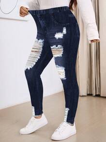 EMERY ROSE 休闲复古宽松大码紧身裤，适合秋冬季 - 彩色 - 查看 7