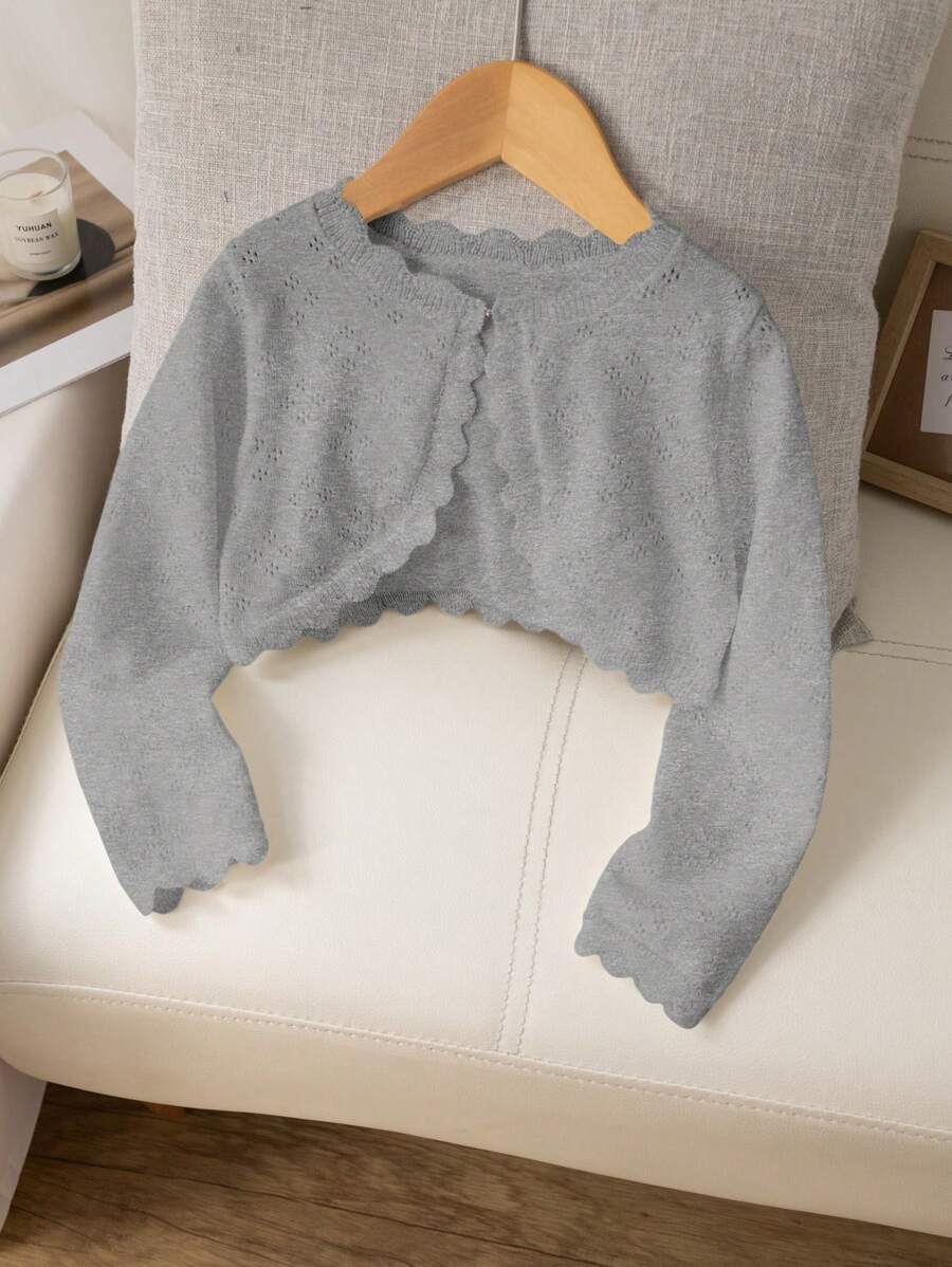 SHEIN 年轻女孩纹理针织休闲开衫