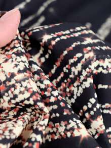 Rafferiza V-Neck Batwing Gold Printed Sexy Wide Leg Jumpsuit - Black - View 6