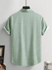 Manfinity RSRT Plus Size Men Summer Casual Geometric Sun Print Shirt - Olive Green - View 2