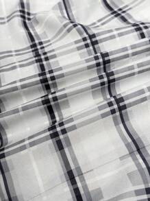 EgrlEra Damen plissierte Rüschen Puffärmel Bluse mit Karomuster Patchwork, Sommerzeit - Schwarz und Weiss - Übersicht 6