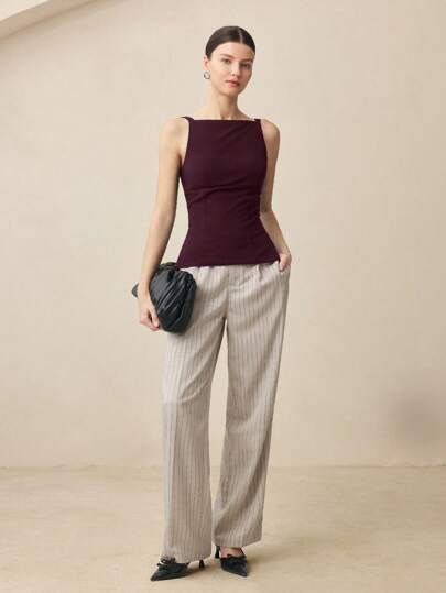 BizChic 2025 Camiseta con hombros descubiertos y fruncidos en color borgoña, elegante y romántica, versátil para uso diario, casual y de oficina, adecuada para la oficina, el transporte y como invitada de boda